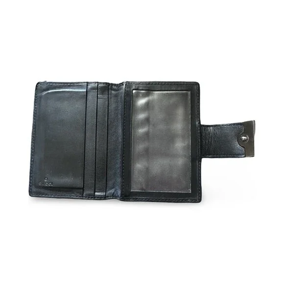 Gucci Mens Canvas Leather Compact ID Bifold Wallet